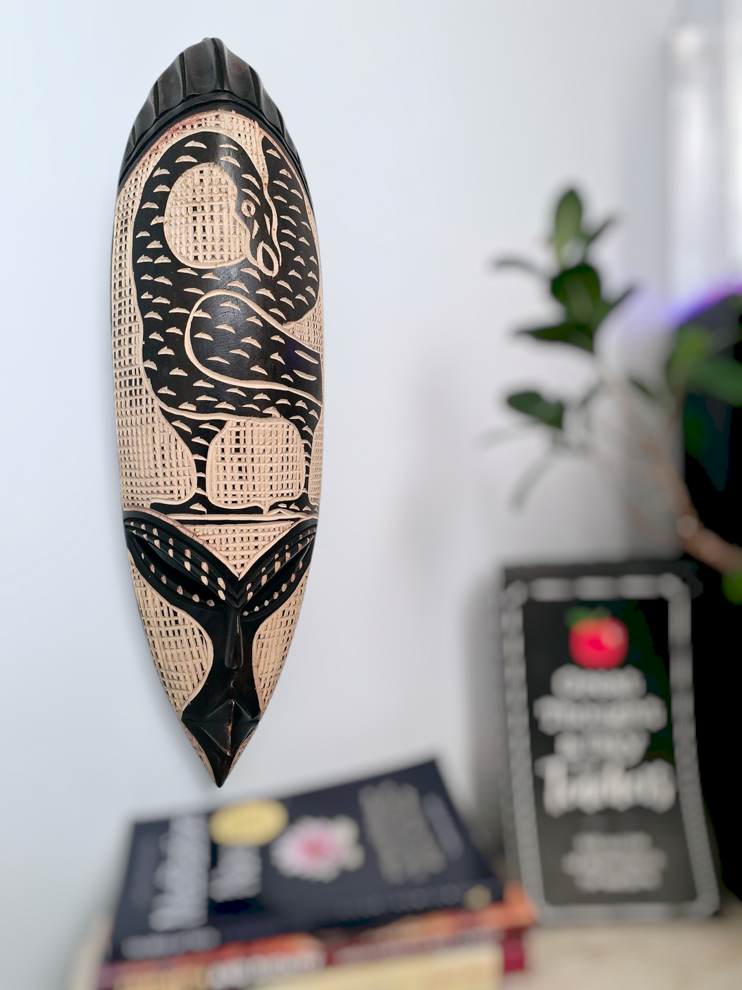 Sankofa-Adinkra Hand Carved African Mask