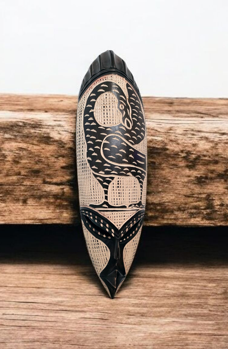 Sankofa-Adinkra Hand Carved African Mask