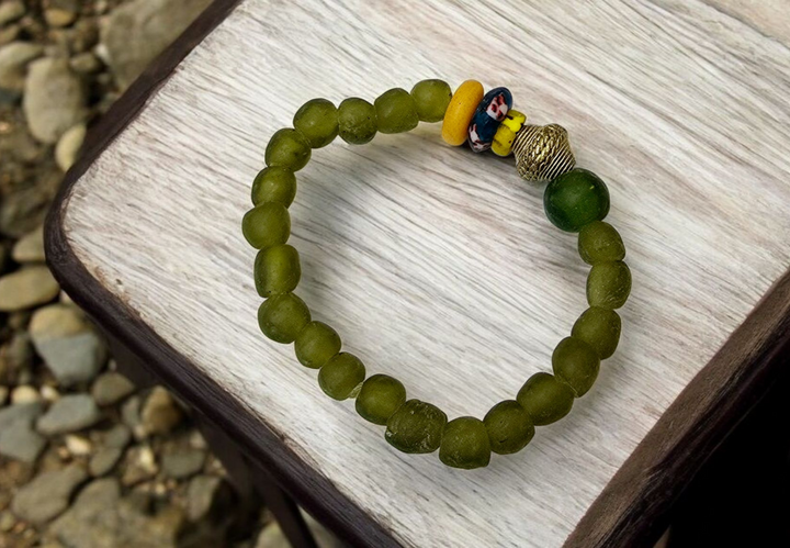 "Dzɔlɔ"- One of a Kind Bracelet-Green
