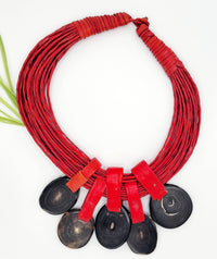 African Statement Necklace | Horn & Leather Necklace| Ayebea's Sankofa