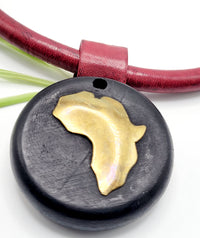 Leather African Medallion |Africa Statement Necklace| Ayebea's Sankofa