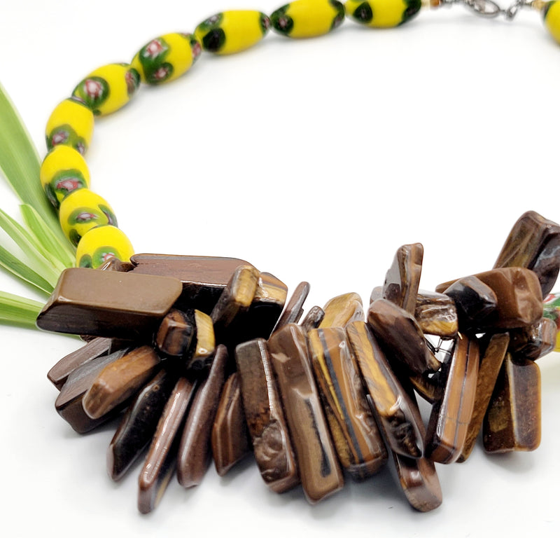 Tiger Eye Stone Necklace | Nyame Nsa | Ayebea's Sankofa