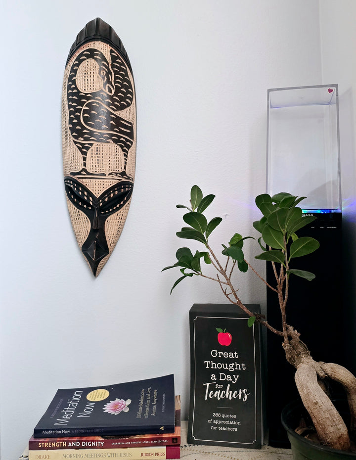 Sankofa-Adinkra Hand Carved African Mask