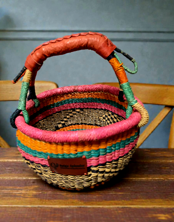 Small Bolga Storage Basket — Handmade by the Women of Ayebase