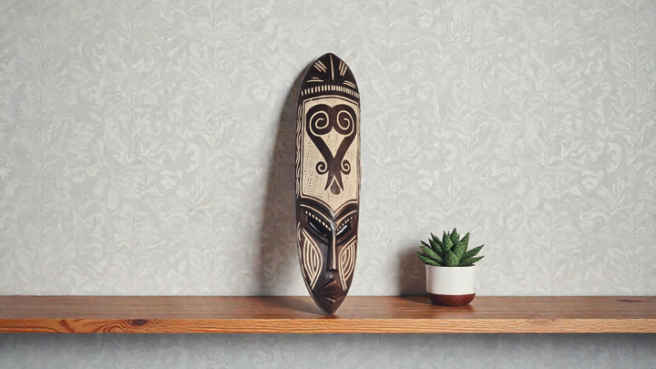 Sankofa-Adinkra Hand Carved African Mask