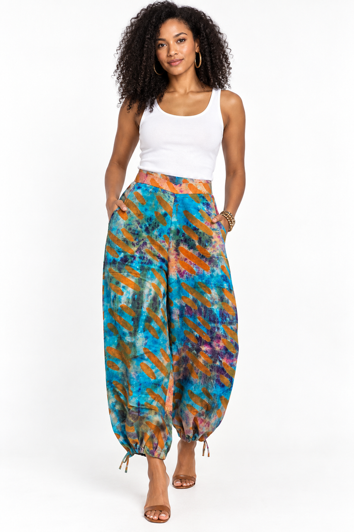 Ahyɛase Batik Balloon Pants — Turquoise
