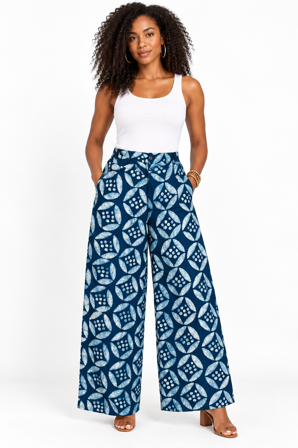 Ahyɛase Indigo Batik Wide-Leg Pants
