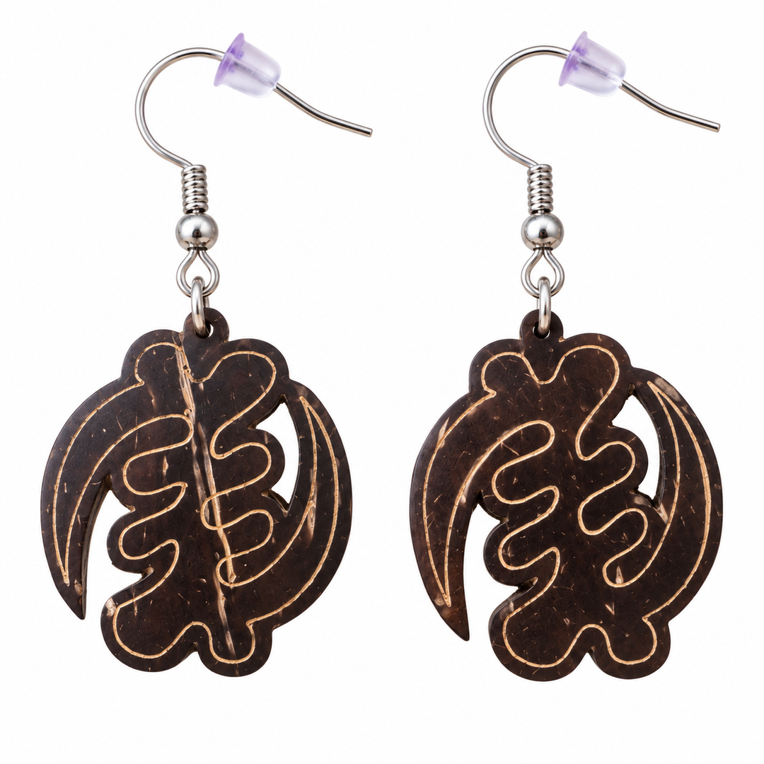 Adom Shell Drop- Gye Nyame Coconut Shell Earrings