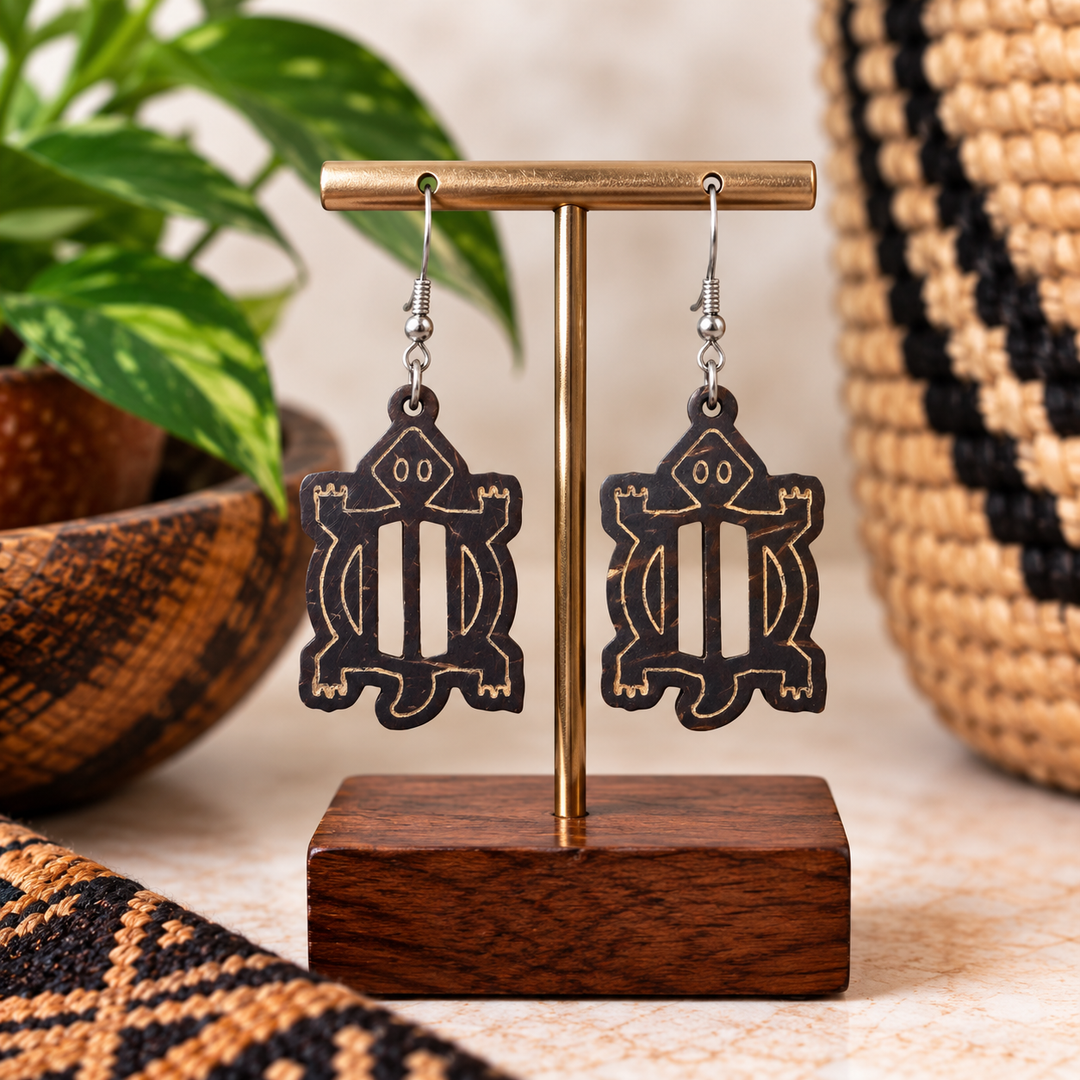 Adom Shell Drops — Denkyem Coconut Shell Earrings