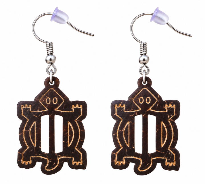 Adom Shell Drops — Denkyem Coconut Shell Earrings