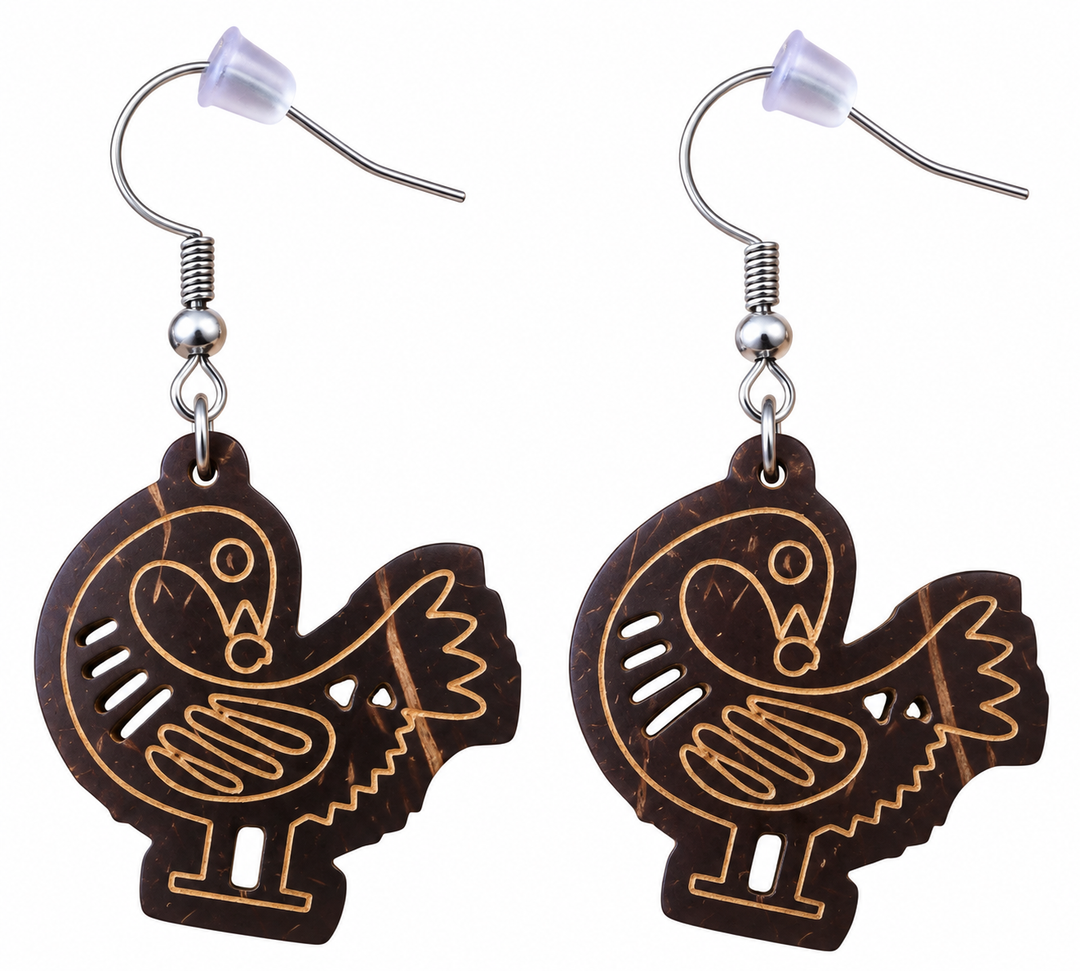 Adom Shell Drops — Sankofa Coconut Shell Earrings