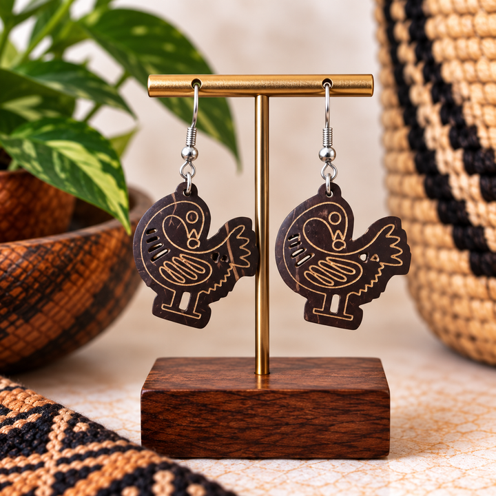 Adom Shell Drops — Sankofa Coconut Shell Earrings