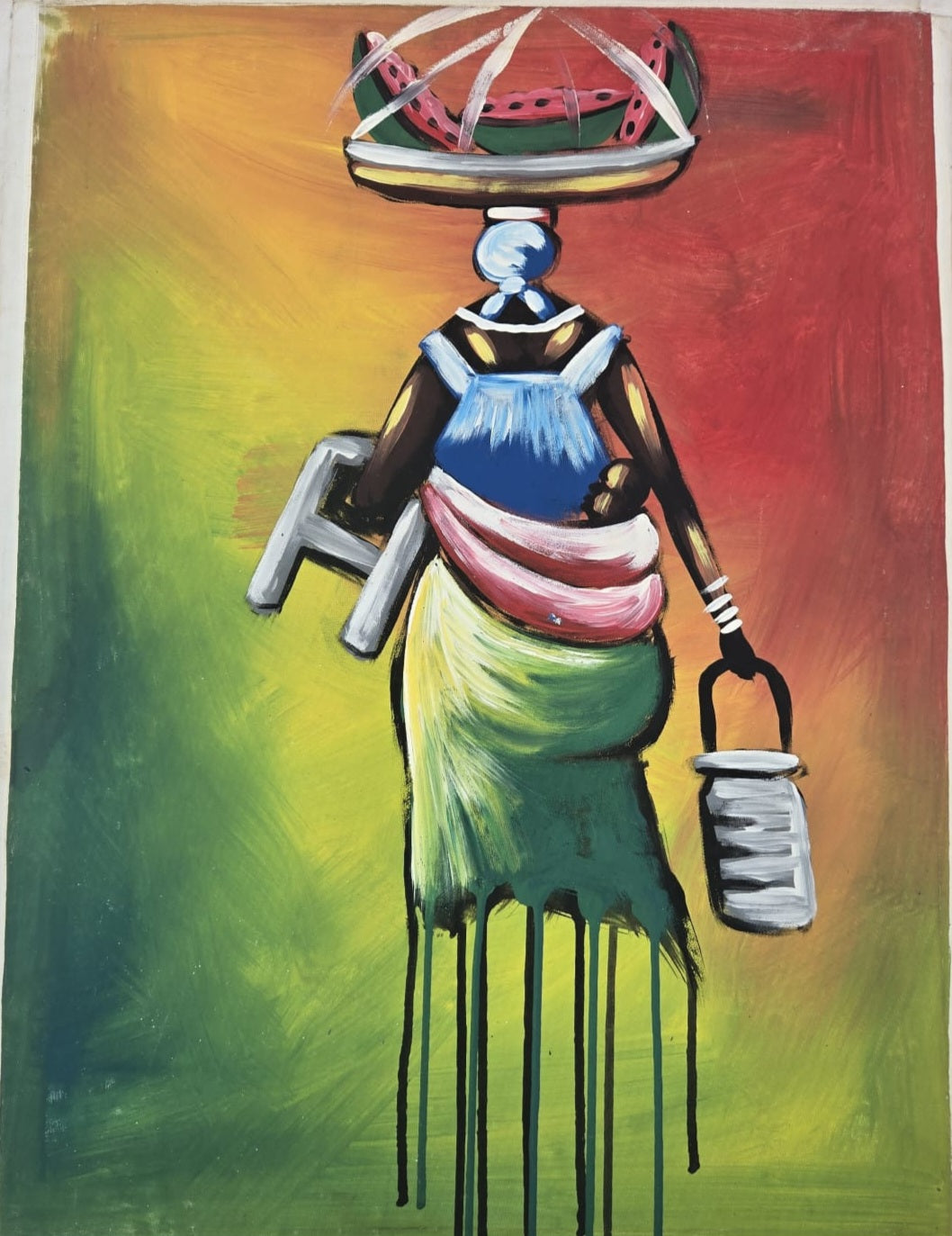 Market Day|Handcrafted Ghanaian Market Woman Painting
