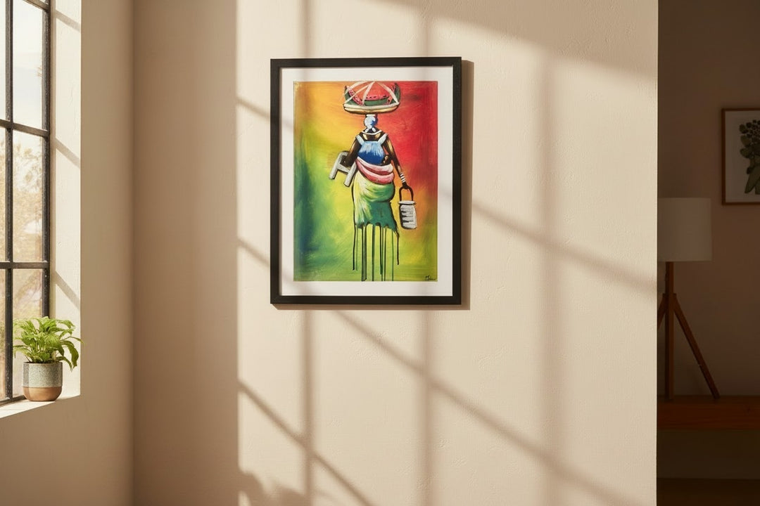 Market Day|Handcrafted Ghanaian Market Woman Painting