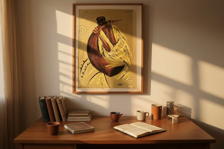 Akoma Dance|Handcrafted Ghanaian Feminine Silhouette Painting