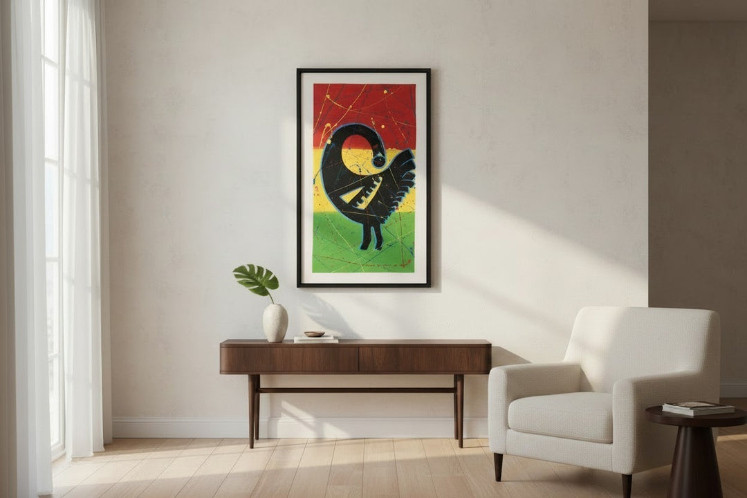 Sankofa in Motion|Handcrafted Ghanaian Adinkra-Inspired Painting