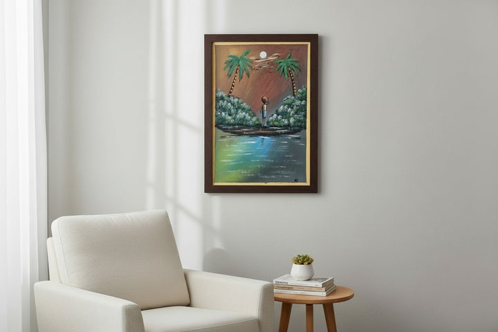 Moonlit Journey|Handcrafted Ghanaian Landscape Painting