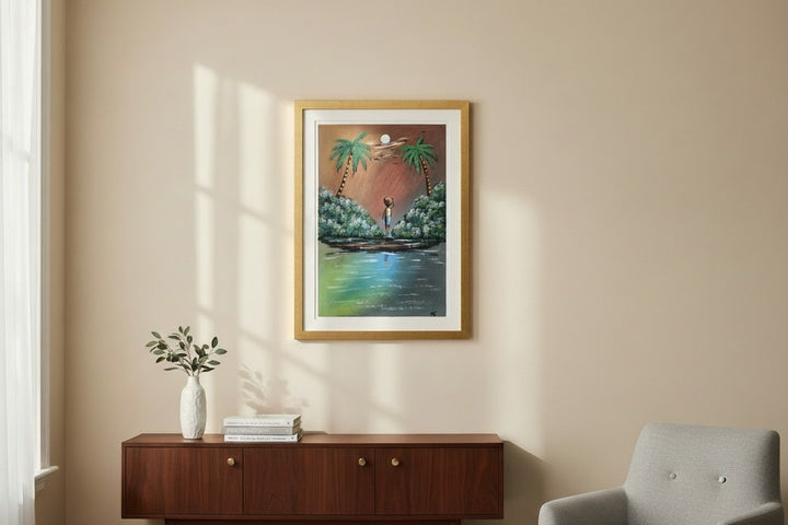 Moonlit Journey|Handcrafted Ghanaian Landscape Painting
