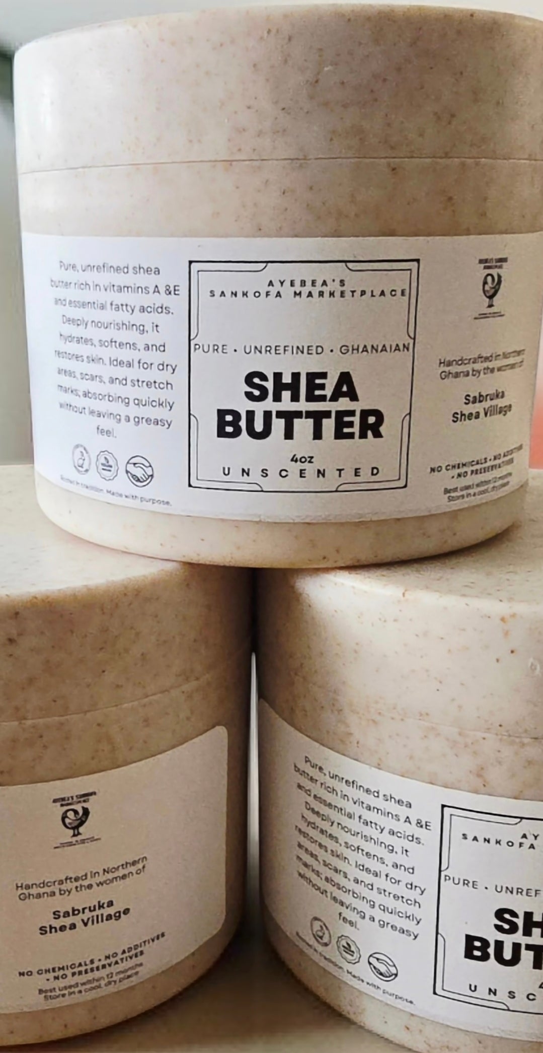 8oz Natural Shea Butter — Sustainably Packaged in Wheat Straw Jar