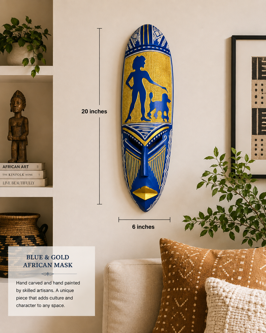 Adinkra handgeschnitzte afrikanische Maske