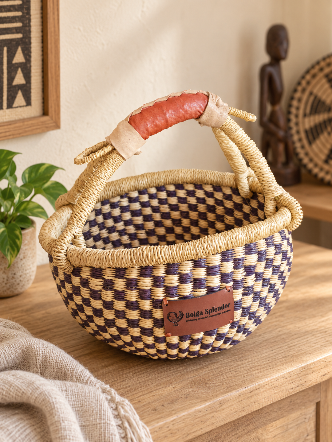 Small Bolga Storage Basket — Handmade by the Women of Ayebase