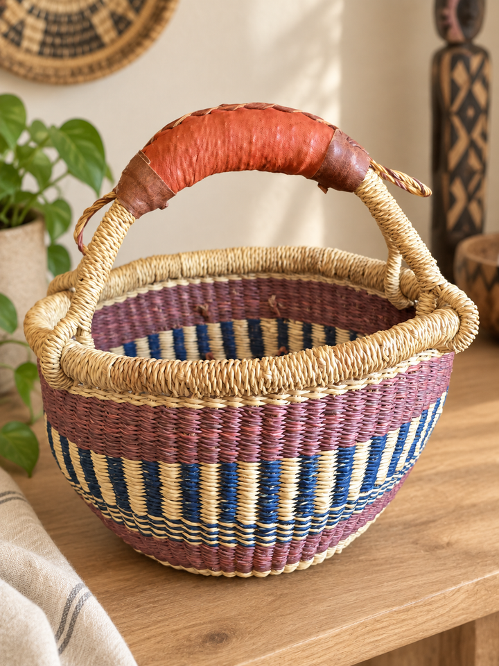 Small Bolga Storage Basket — Handmade by the Women of Ayebase