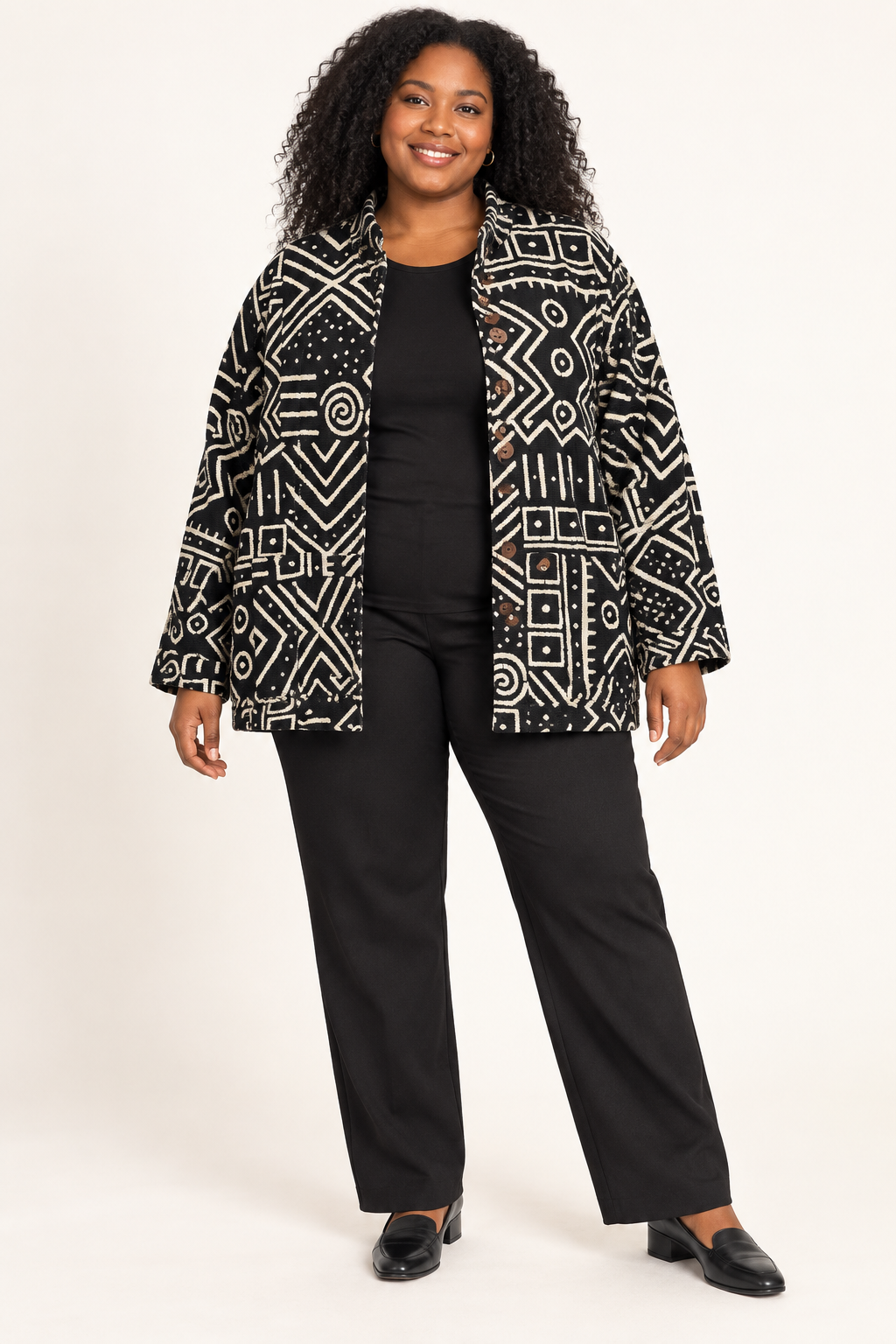 Lareba Black & White Bogolan Jacket