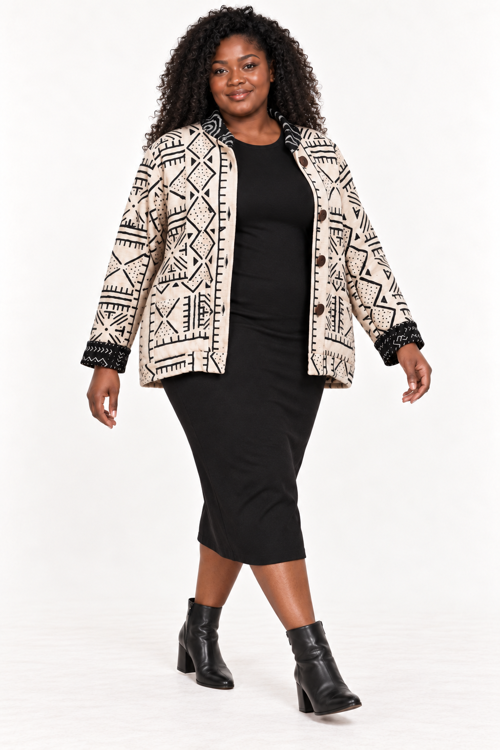 Lareba Cream & Black Bogolan Jacket