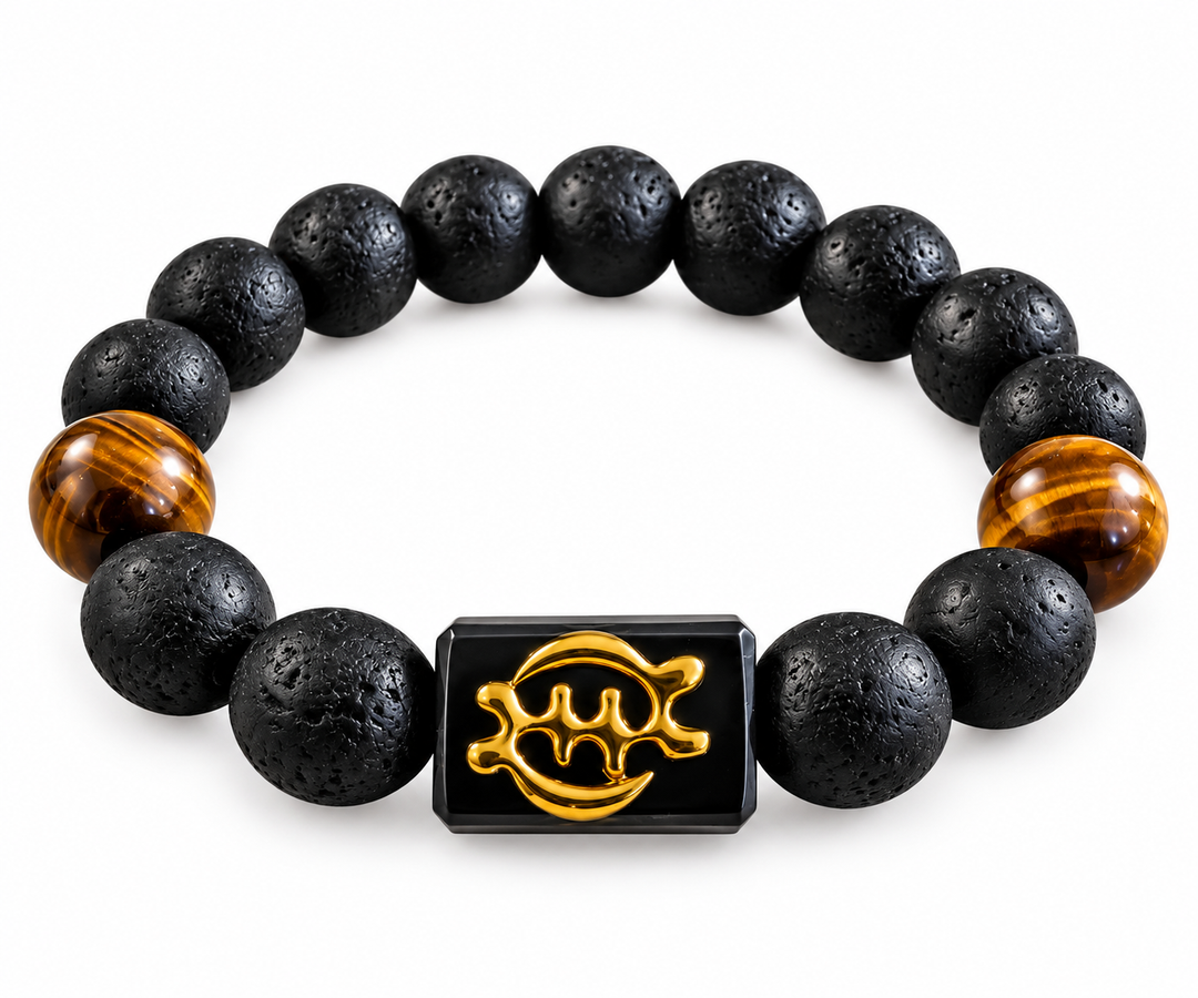 EcoAdinkra Harmony Bracelet – Gye Nyame | Recycled Glass Beads