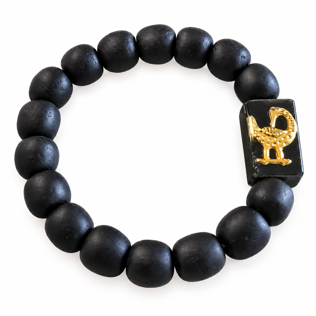 EcoAdinkra Sankofa Bracelet | Recycled Glass Beads – Handmade in Ghana